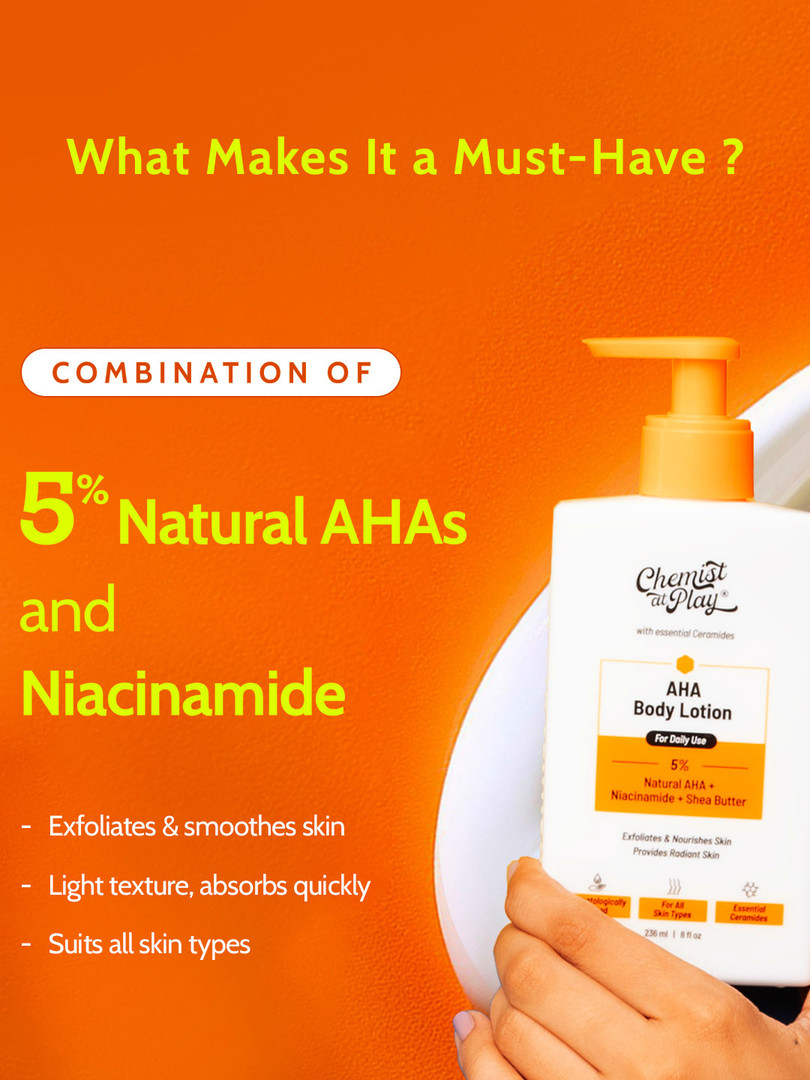 Chemist at Play Niacinamide & Shea Butter AHA Body Lotion For Exfoliate Dead Skin - 236 ml